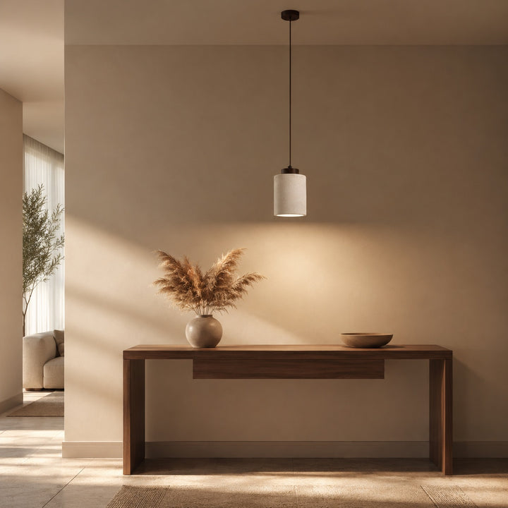 Nordic Minimalist Pendant Lamp Natural Travertine Stone Cord Mounted Elegant Lighting