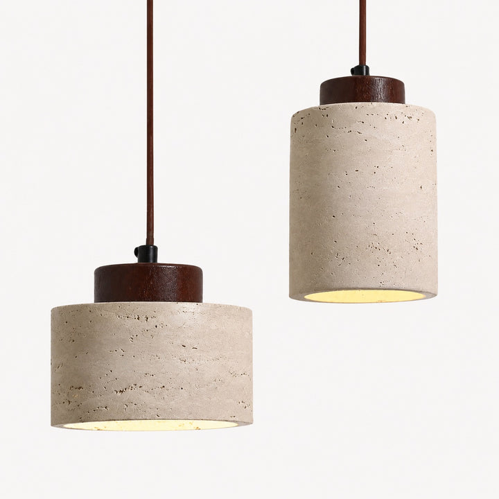Nordic Minimalist Pendant Lamp Natural Travertine Stone Cord Mounted Elegant Lighting