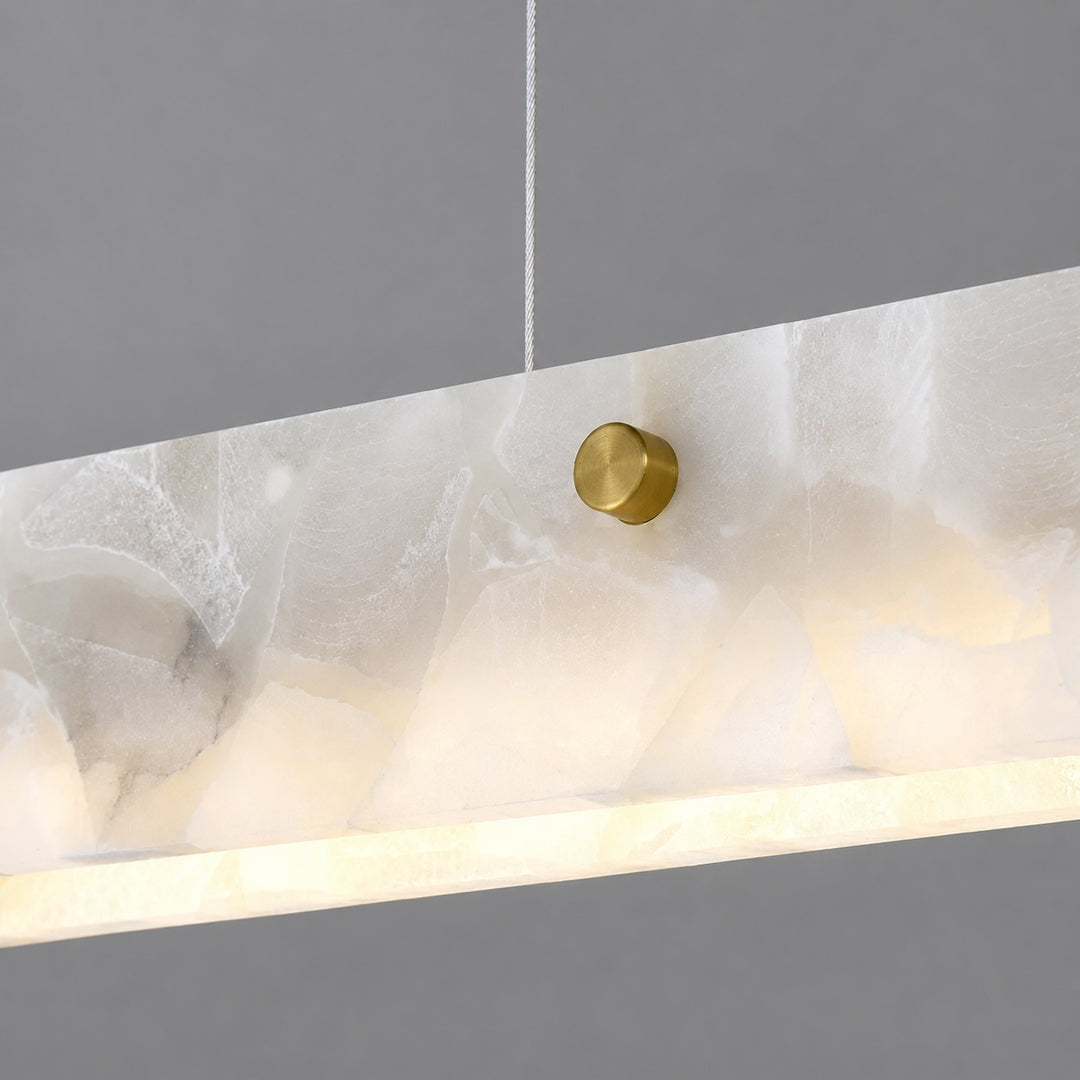 Modern Pendant Light Adjustable Suspension Marble and Steel LED Lighting for Dining Room Kitchen