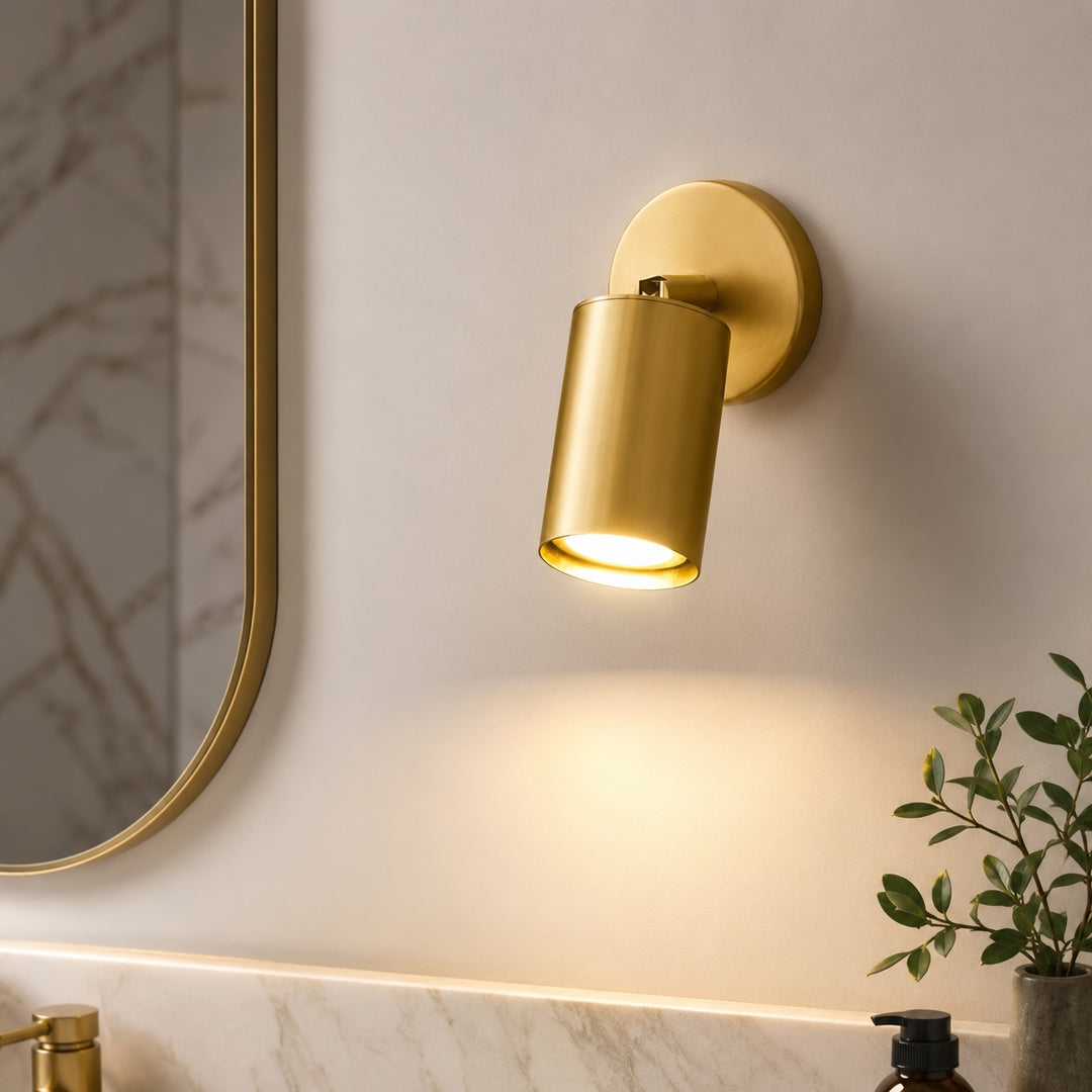 Modern Rotatable Spotlight Wall Light Adjustable Brass Sconce with 350° Head Rotation