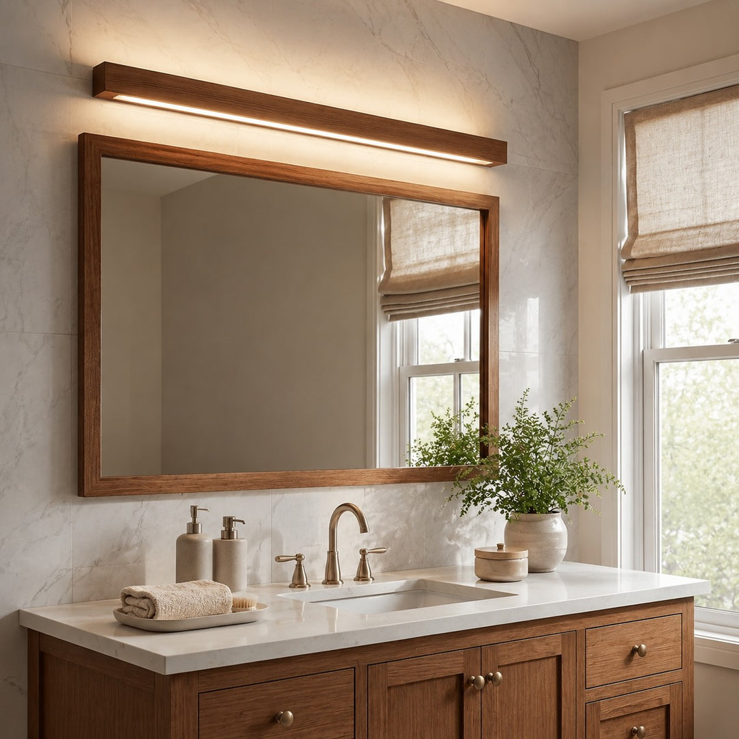 Modern Linear Wall Light Wood Flush Mount LED Fixture with Adjustable Brightness