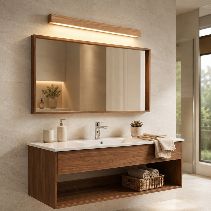 Modern Linear Wall Light Wood Flush Mount LED Fixture with Adjustable Brightness