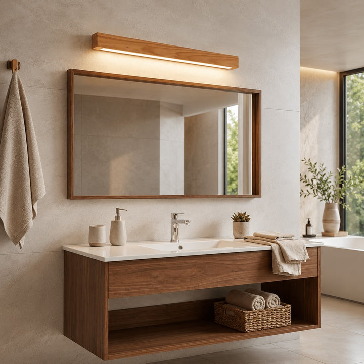 Modern Linear Wall Light Wood Flush Mount LED Fixture with Adjustable Brightness