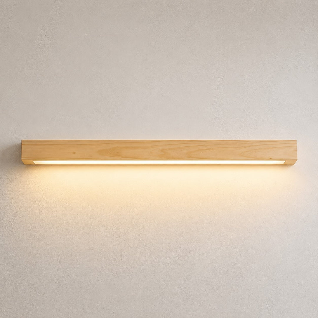 Modern Linear Wall Light Wood Flush Mount LED Fixture with Adjustable Brightness