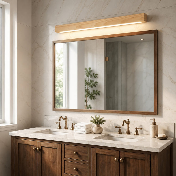 Modern Linear Wall Light Wood Flush Mount LED Fixture with Adjustable Brightness