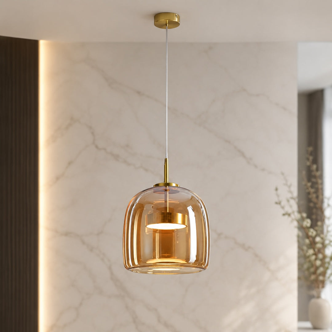 Modern Hand-Blown Glass Multi-Shade Pendant Light