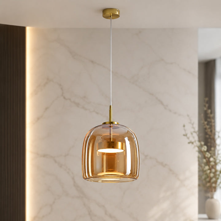 Modern Hand-Blown Glass Multi-Shade Pendant Light