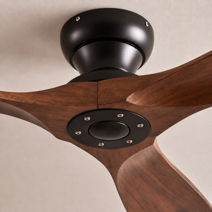 Modern Low Profile Ceiling Fan with Wood Blades, Remote Control & Quiet DC Motor