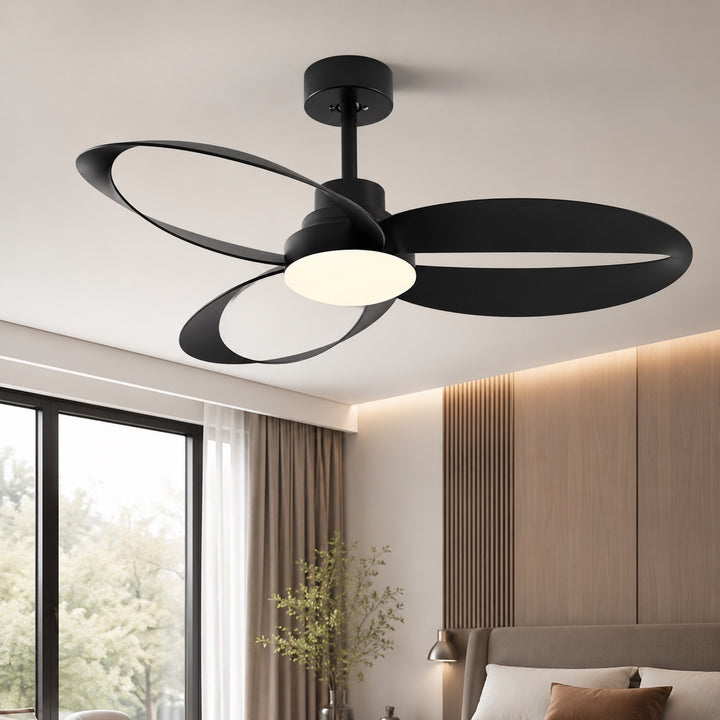 Flush Mount Ceiling Fan with LED Light, Remote Control & 6-Speed DC Motor