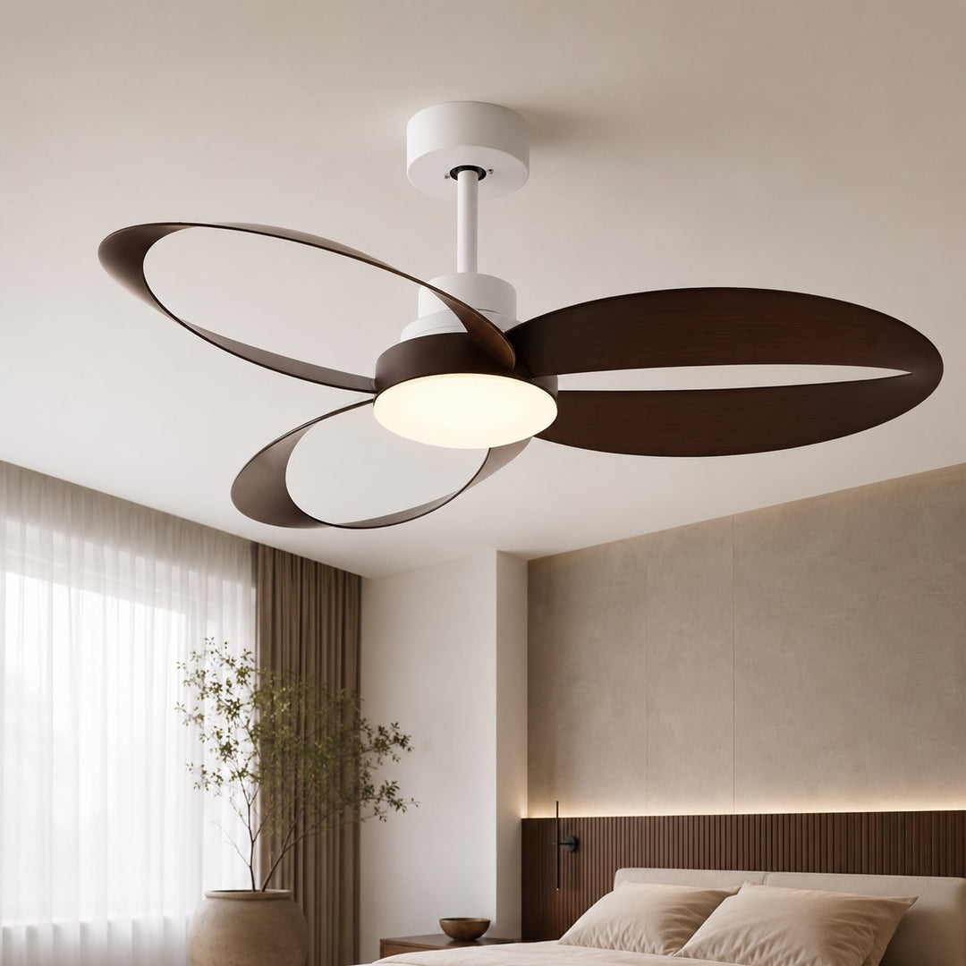 Flush Mount Ceiling Fan with LED Light, Remote Control & 6-Speed DC Motor