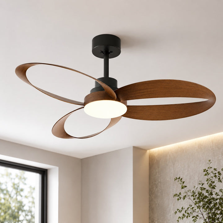 Flush Mount Ceiling Fan with LED Light, Remote Control & 6-Speed DC Motor