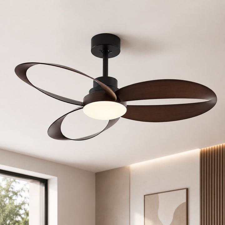 Flush Mount Ceiling Fan with LED Light, Remote Control & 6-Speed DC Motor