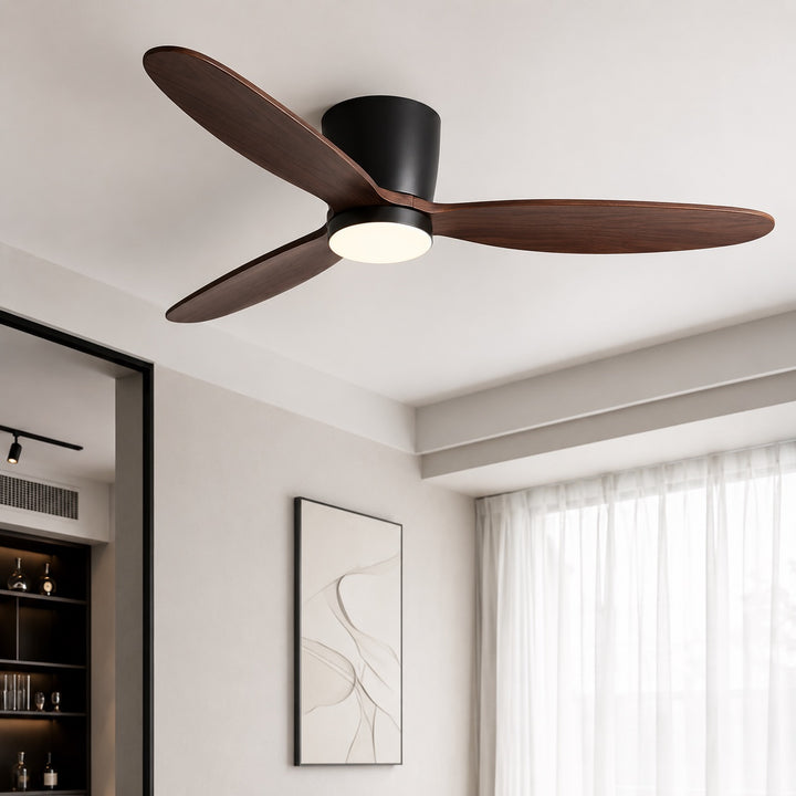 Modern Ceiling Fan with Light, Copper Blades, LED, Remote Control & 6-Speed DC Motor