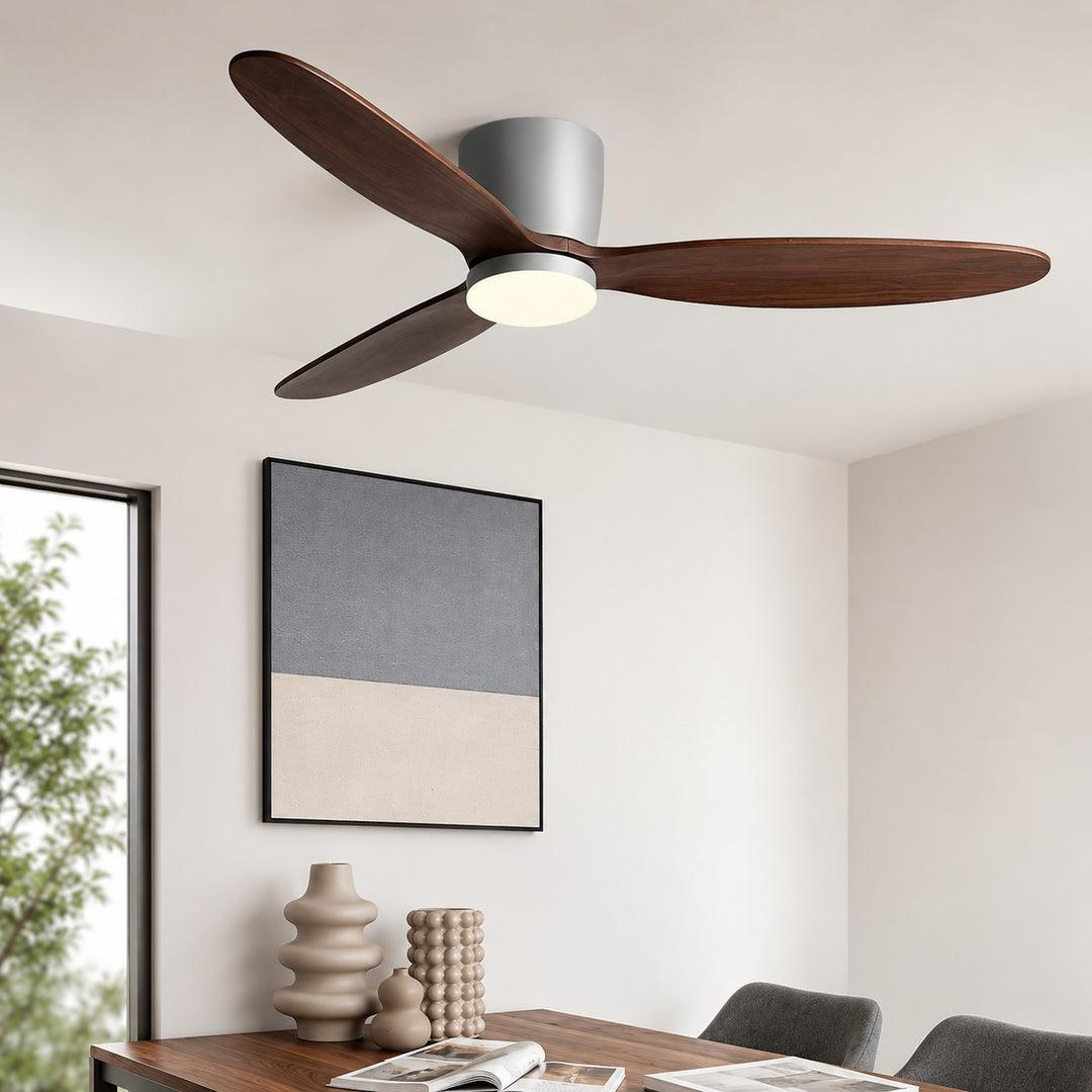 Modern Ceiling Fan with Light, Copper Blades, LED, Remote Control & 6-Speed DC Motor