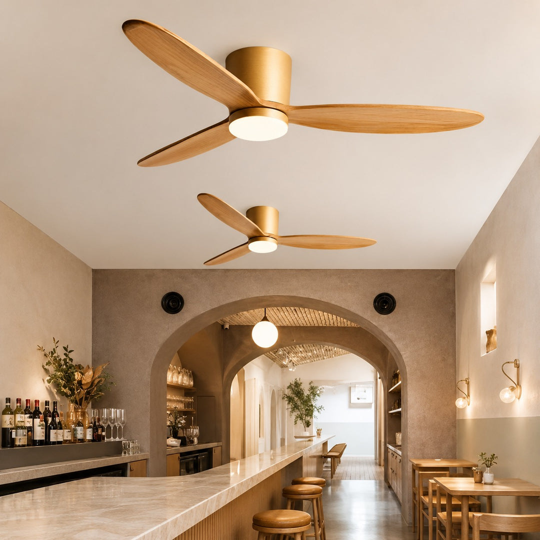Modern Ceiling Fan with Light, Copper Blades, LED, Remote Control & 6-Speed DC Motor