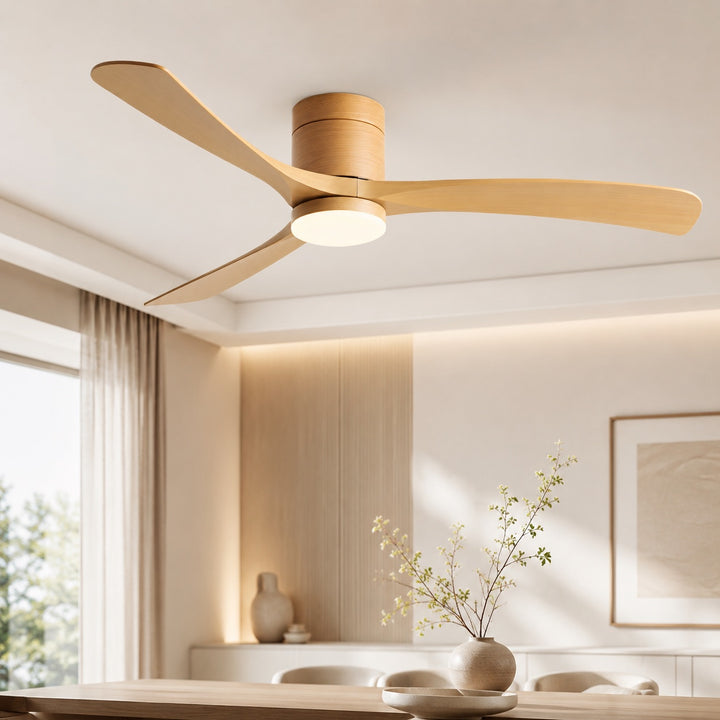 Flush Mount Ceiling Fan with Light, LED, 2400 Lumens, Remote Control & DC Motor