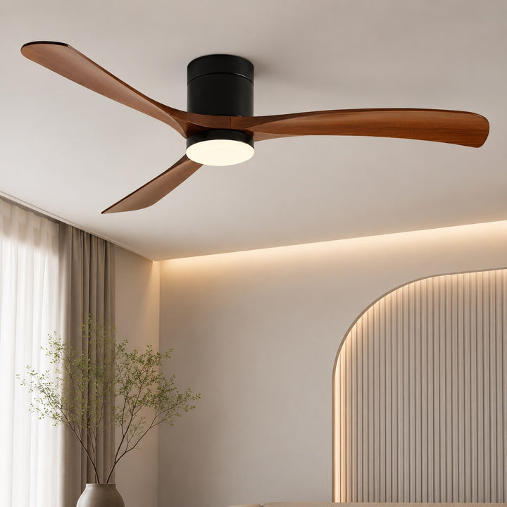 Flush Mount Ceiling Fan with Light, LED, 2400 Lumens, Remote Control & DC Motor