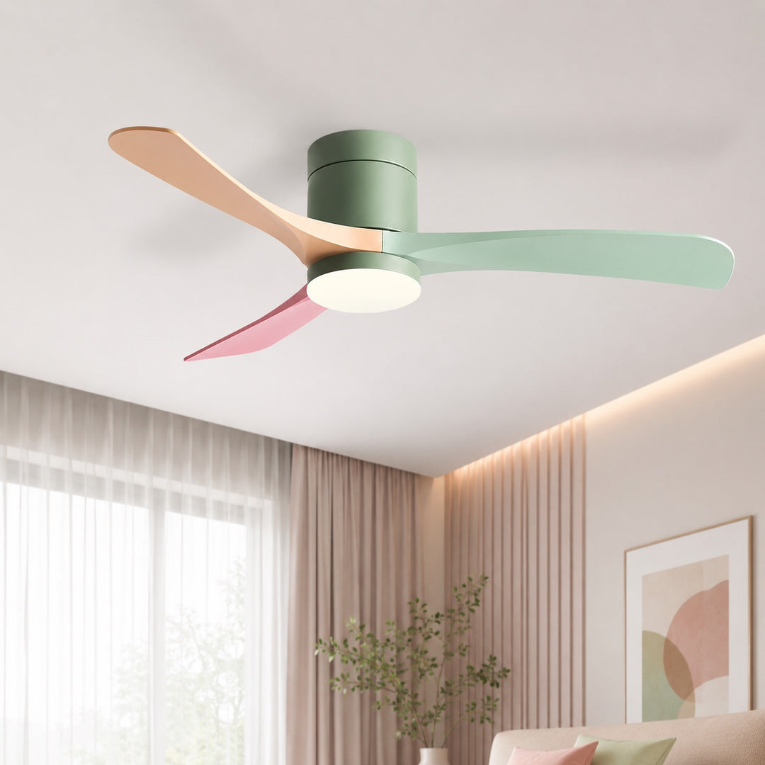 Flush Mount Ceiling Fan with Light, LED, 2400 Lumens, Remote Control & DC Motor
