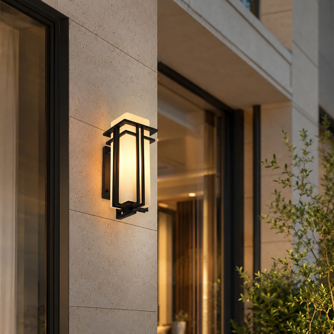 Industrial Outdoor Wall Light Weatherproof Fixture Matte Black Iron and Glass for Gardens and Patios