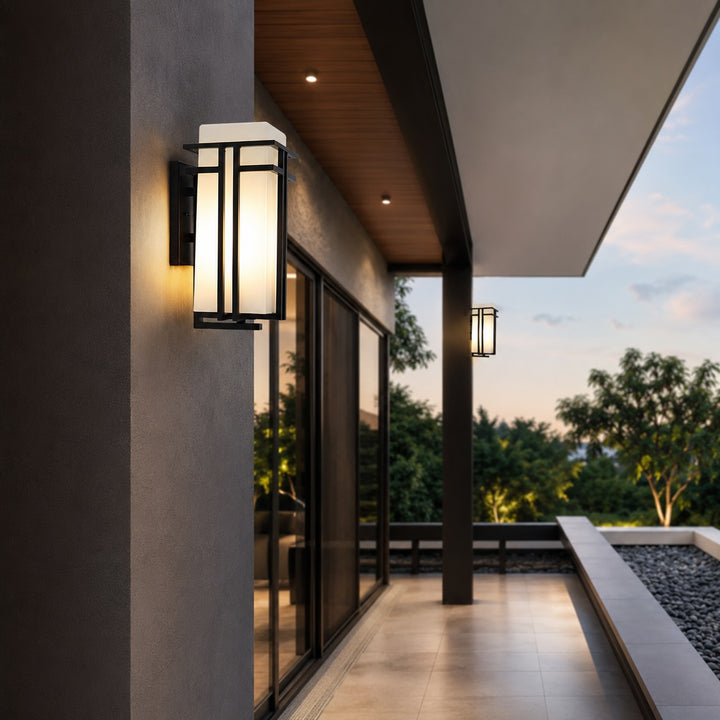 Industrial Outdoor Wall Light Weatherproof Fixture Matte Black Iron and Glass for Gardens and Patios