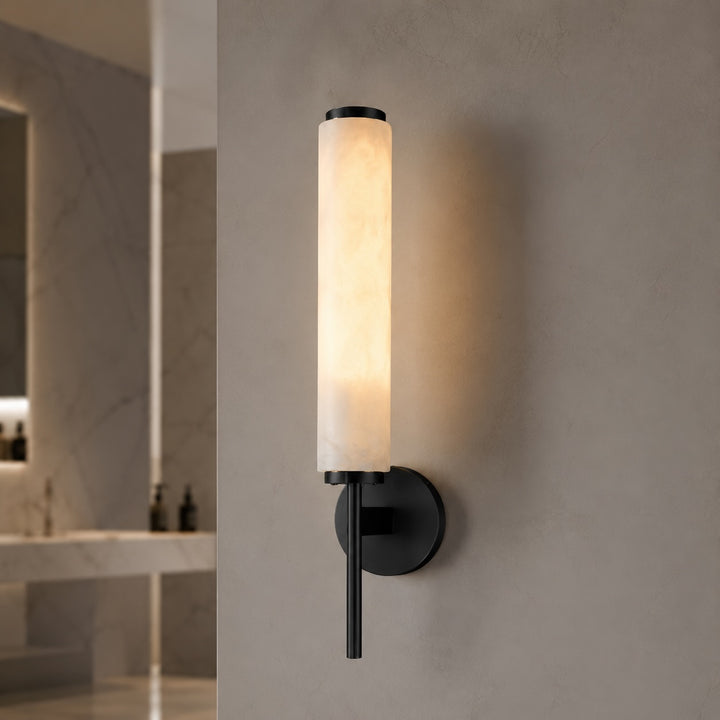 Modern Wall Sconce Lighting with Adjustable Alabaster Shade and Metal Fixture for Elegant Illumination
