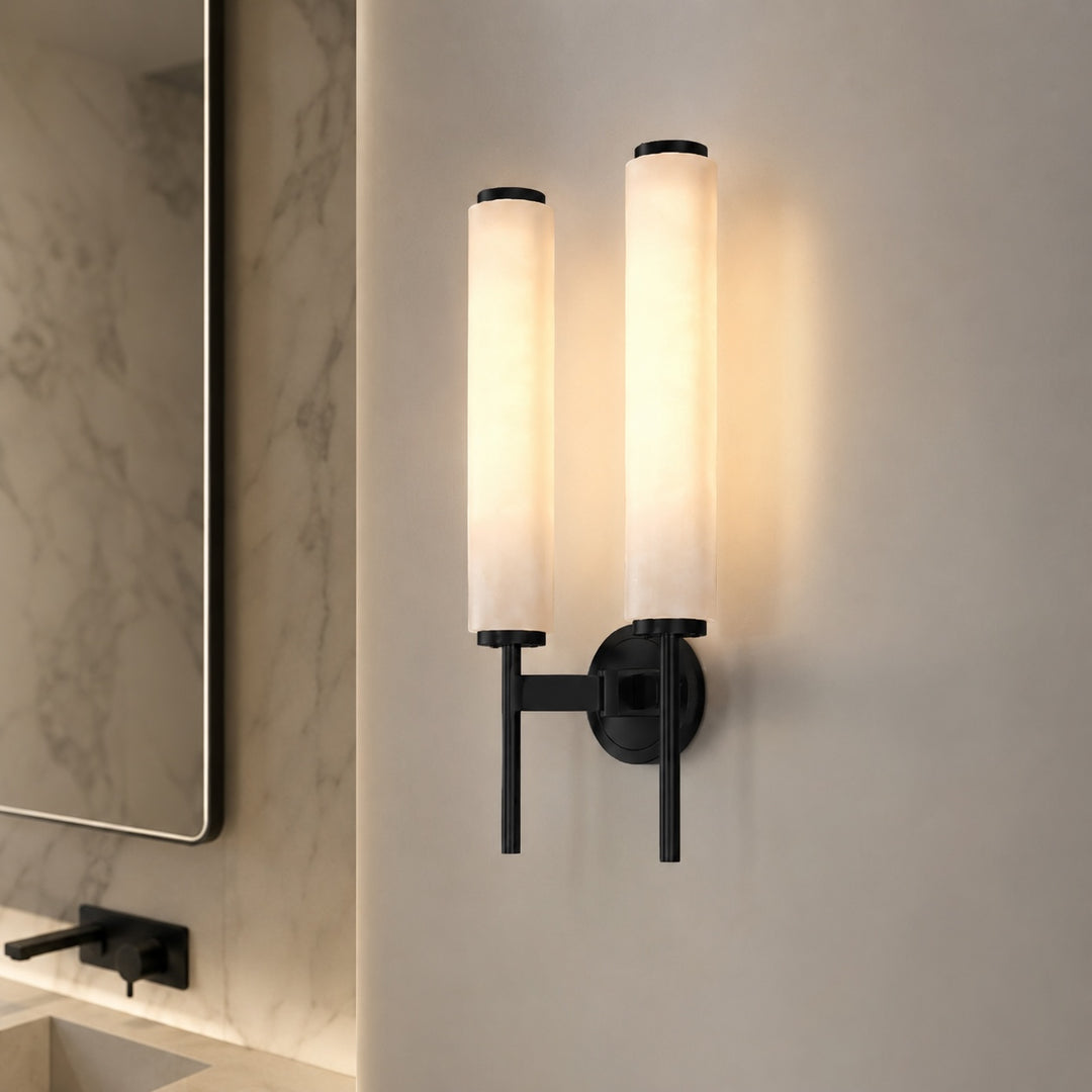 Modern Wall Sconce Lighting with Adjustable Alabaster Shade and Metal Fixture for Elegant Illumination