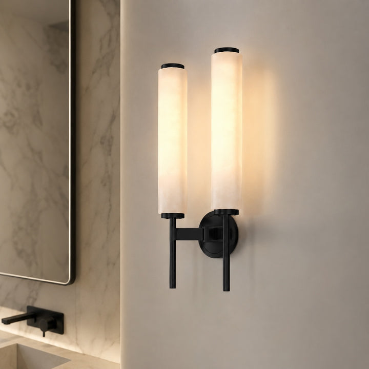 Modern Wall Sconce Lighting with Adjustable Alabaster Shade and Metal Fixture for Elegant Illumination