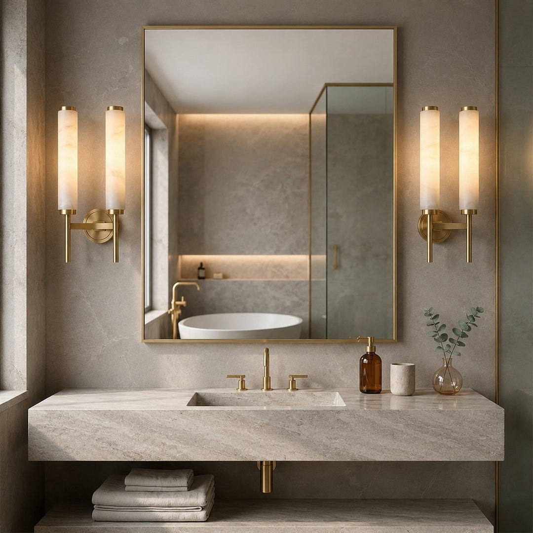 Modern Wall Sconce Lighting with Adjustable Alabaster Shade and Metal Fixture for Elegant Illumination