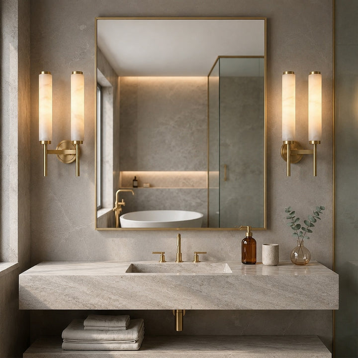 Modern Wall Sconce Lighting with Adjustable Alabaster Shade and Metal Fixture for Elegant Illumination