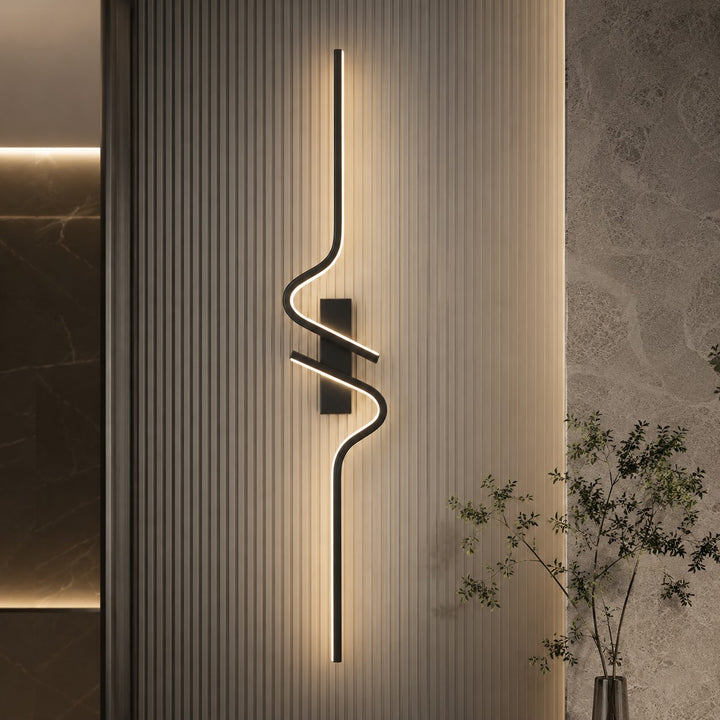Modern Curved Wall Sconce Adjustable LED Wall Light Black Aluminum Three Color Temperatures