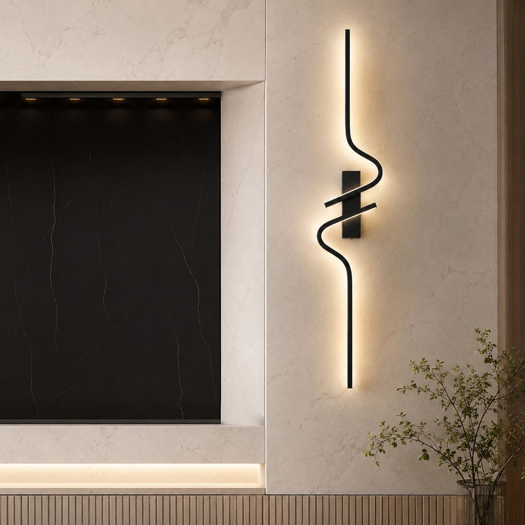 Modern Curved Wall Sconce Adjustable LED Wall Light Black Aluminum Three Color Temperatures