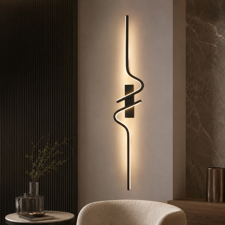 Modern Curved Wall Sconce Adjustable LED Wall Light Black Aluminum Three Color Temperatures
