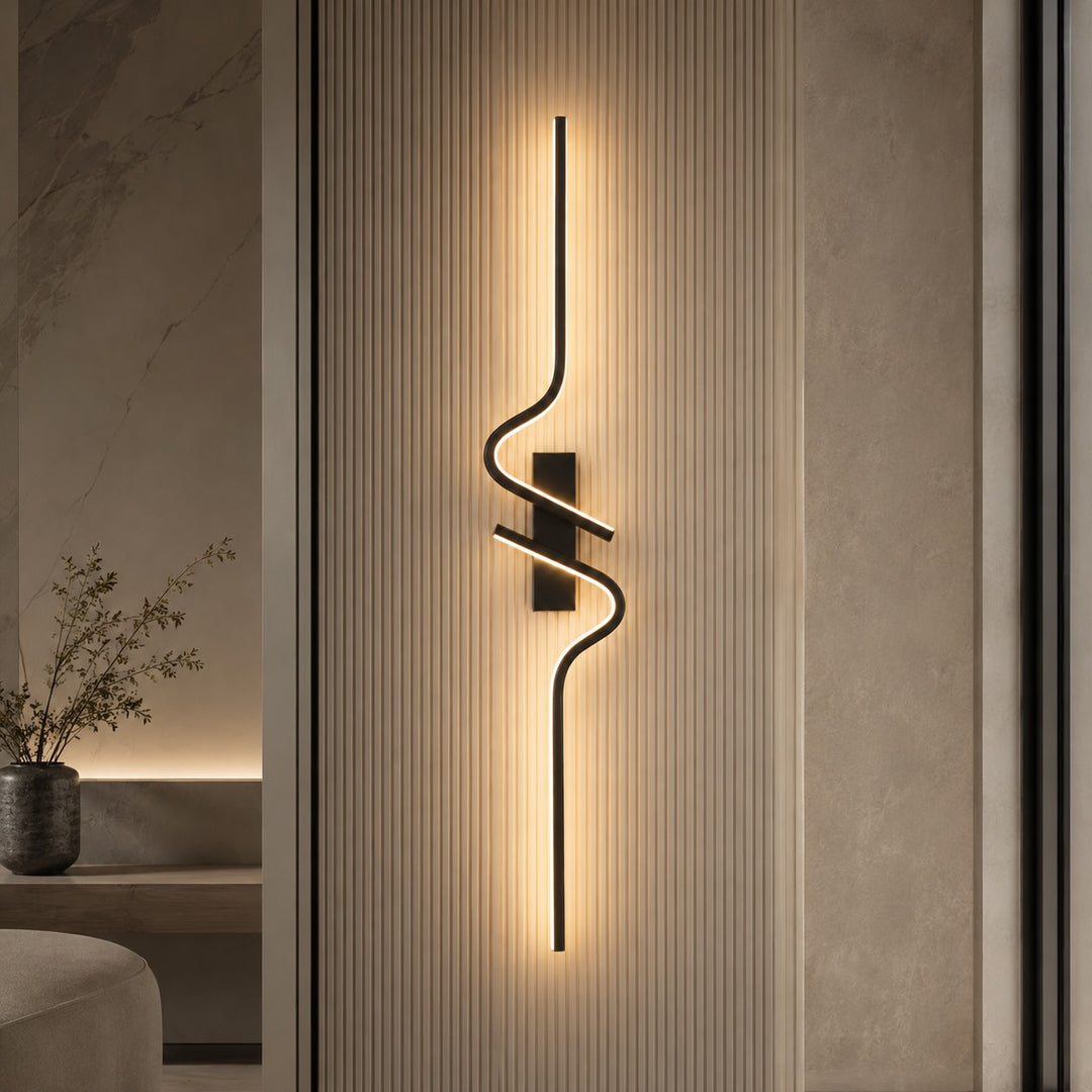 Modern Curved Wall Sconce Adjustable LED Wall Light Black Aluminum Three Color Temperatures