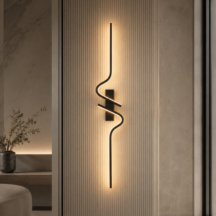 Modern Curved Wall Sconce Adjustable LED Wall Light Black Aluminum Three Color Temperatures