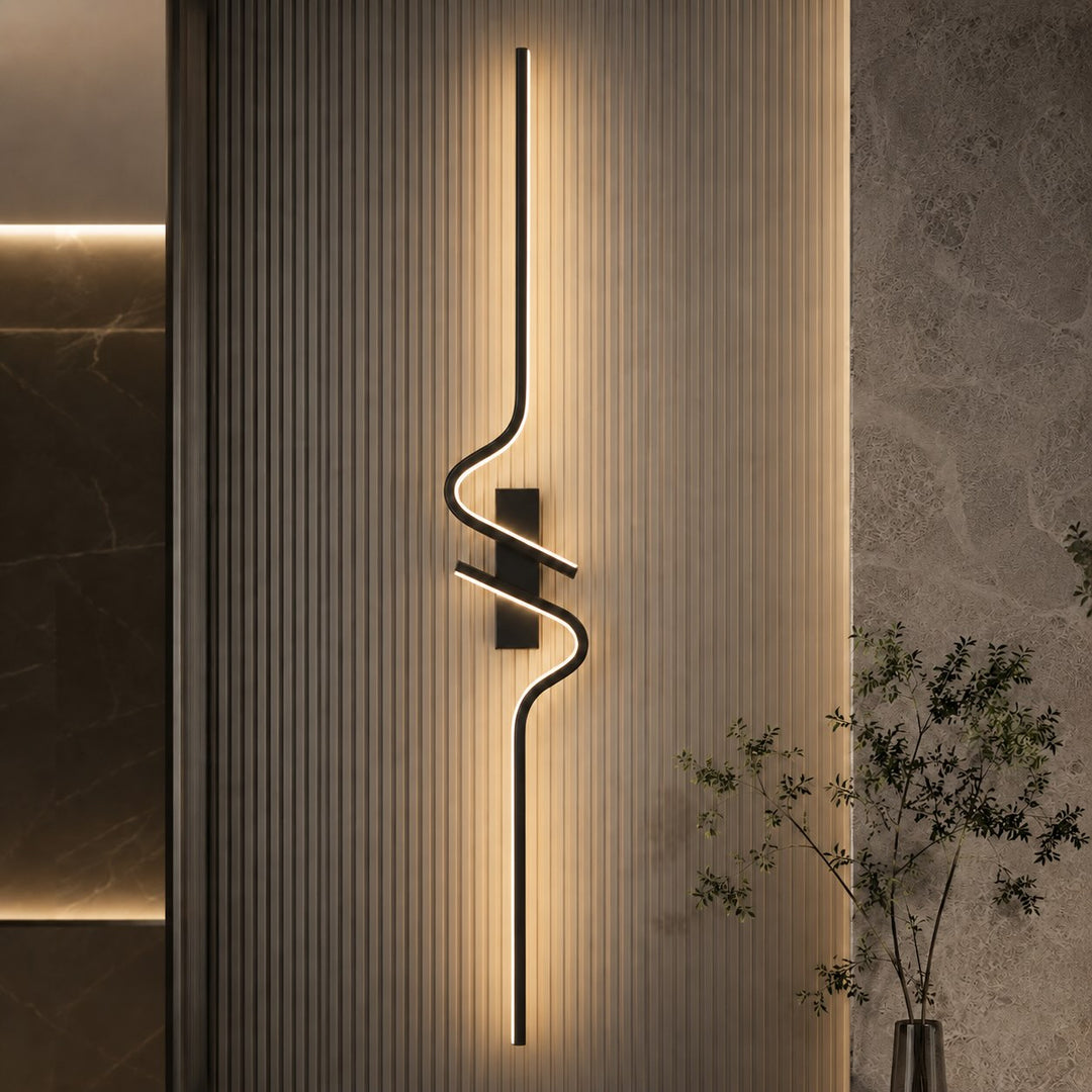 Modern Curved Wall Sconce Adjustable LED Wall Light Black Aluminum Three Color Temperatures
