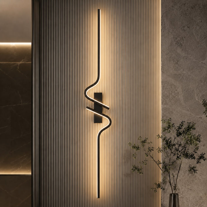 Modern Curved Wall Sconce Adjustable LED Wall Light Black Aluminum Three Color Temperatures