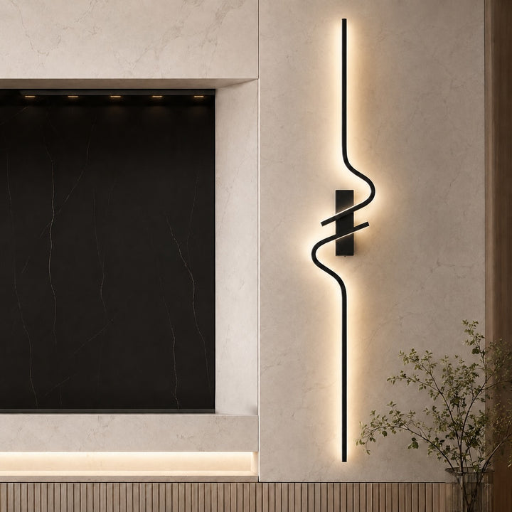 Modern Curved Wall Sconce Adjustable LED Wall Light Black Aluminum Three Color Temperatures
