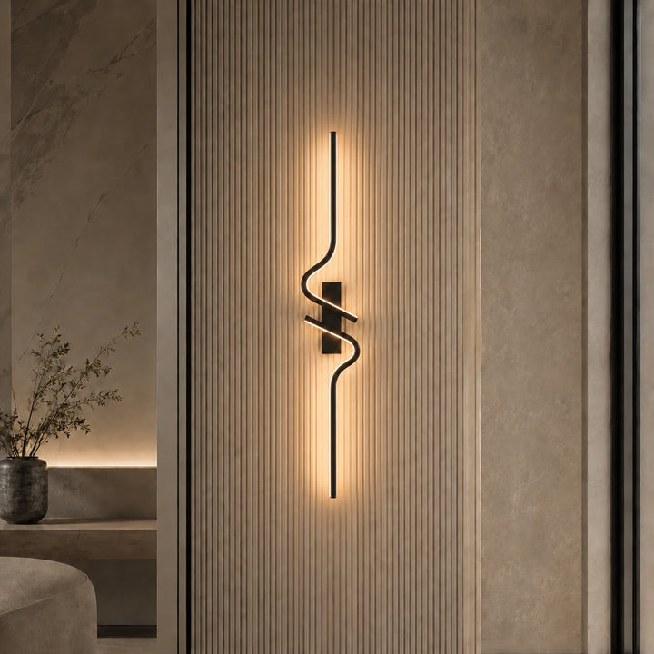 Modern Curved Wall Sconce Adjustable LED Wall Light Black Aluminum Three Color Temperatures