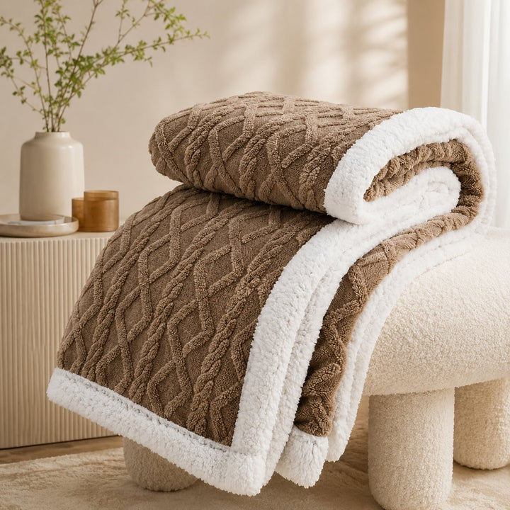 Warm Coral Fleece Blanket Soft Plush Material Cozy Winter Throw for Single and Double Beds