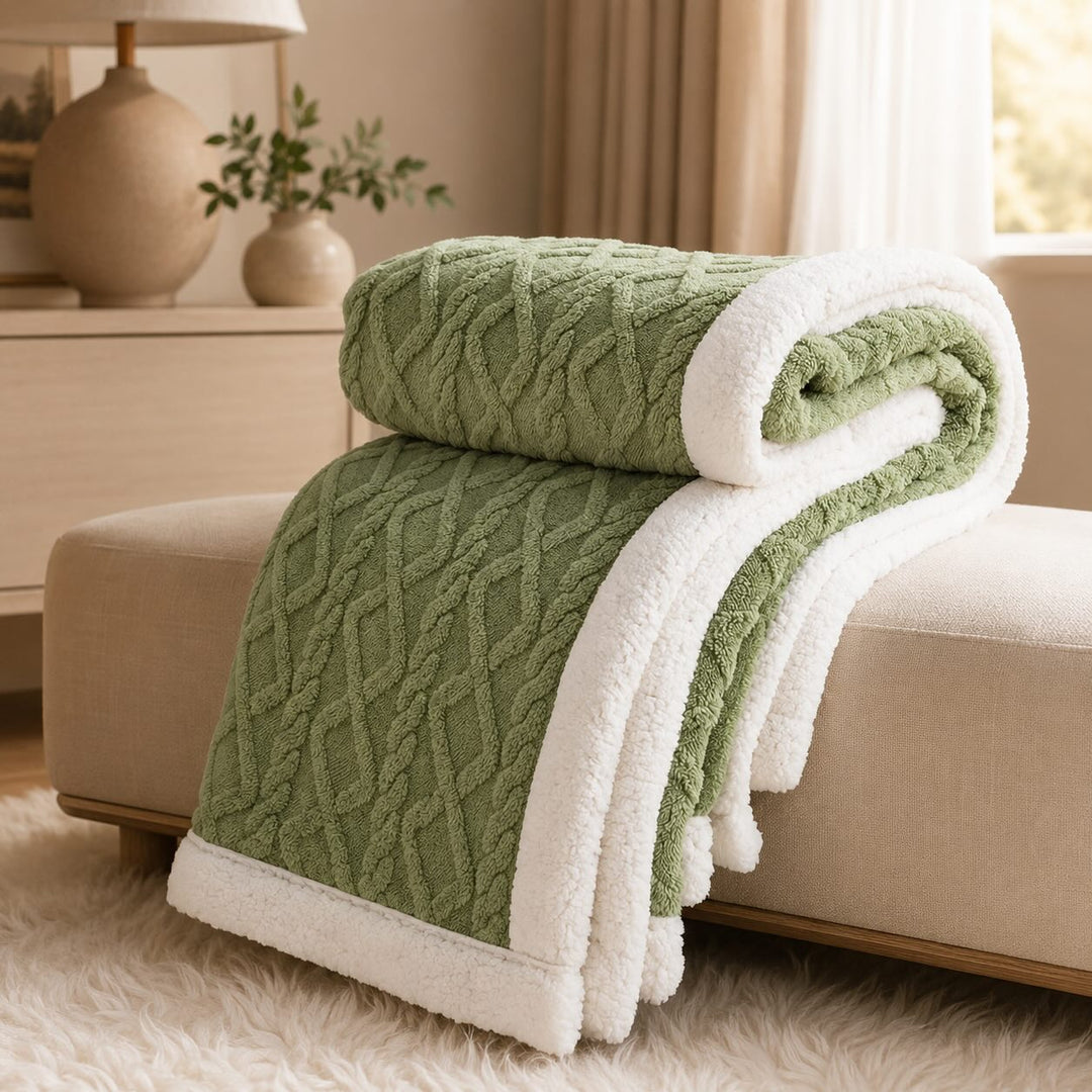 Warm Coral Fleece Blanket Soft Plush Material Cozy Winter Throw for Single and Double Beds