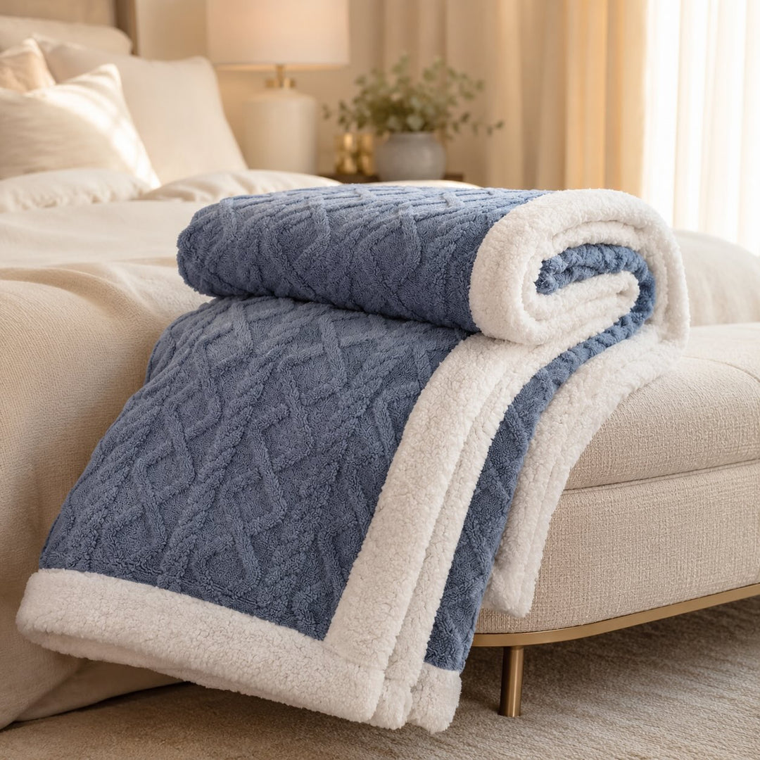 Warm Coral Fleece Blanket Soft Plush Material Cozy Winter Throw for Single and Double Beds