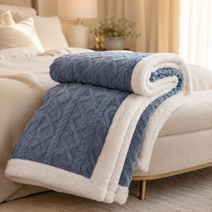 Warm Coral Fleece Blanket Soft Plush Material Cozy Winter Throw for Single and Double Beds