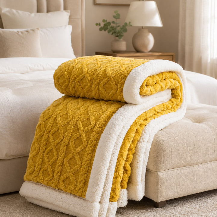 Warm Coral Fleece Blanket Soft Plush Material Cozy Winter Throw for Single and Double Beds