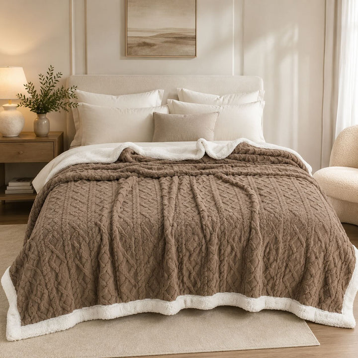 Warm Coral Fleece Blanket Soft Plush Material Cozy Winter Throw for Single and Double Beds