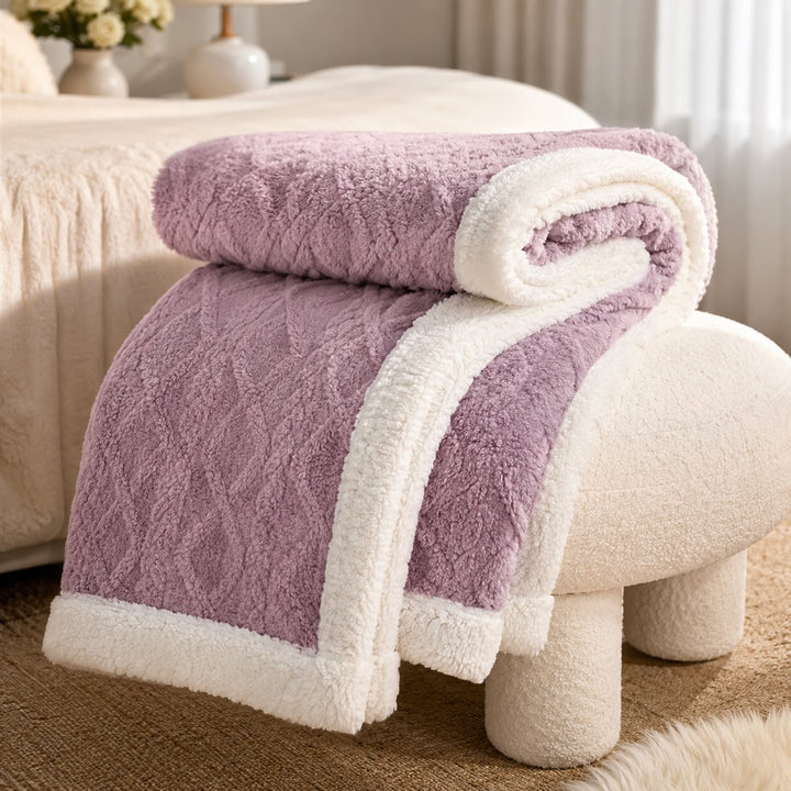 Warm Coral Fleece Blanket Soft Plush Material Cozy Winter Throw for Single and Double Beds