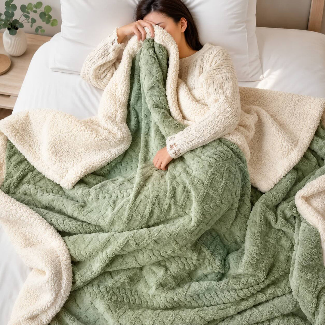 Warm Coral Fleece Throw Blanket Lightweight Polyester for Cozy Bedding Sofa Office Use