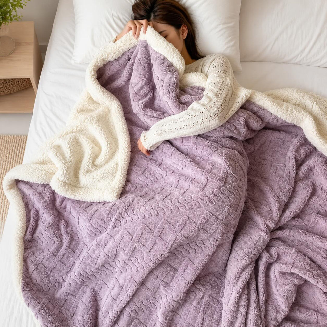 Warm Coral Fleece Throw Blanket Lightweight Polyester for Cozy Bedding Sofa Office Use