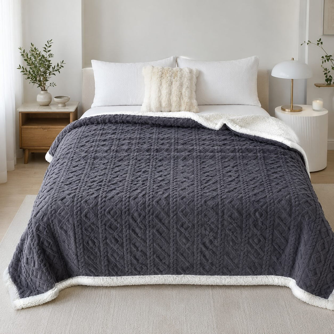 Warm Coral Fleece Throw Blanket Lightweight Polyester for Cozy Bedding Sofa Office Use