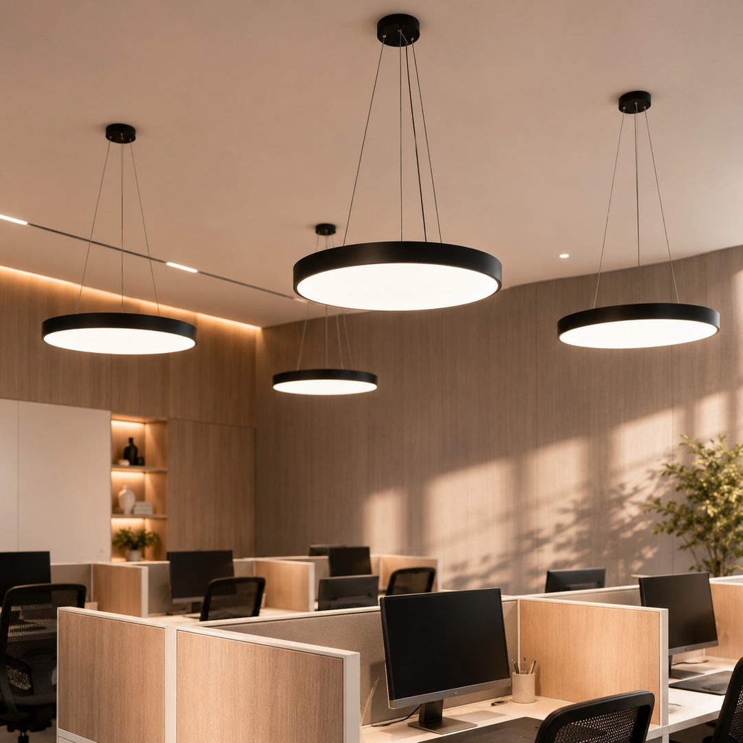 Modern Round Pendant Light Adjustable Hanging Metal Acrylic LED Dimmable Fixture