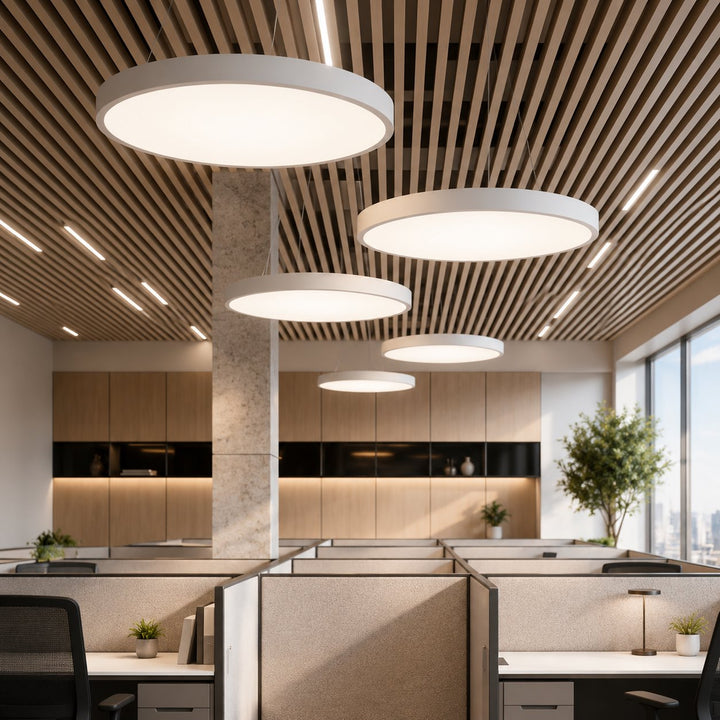 Modern Round Pendant Light Adjustable Hanging Metal Acrylic LED Dimmable Fixture